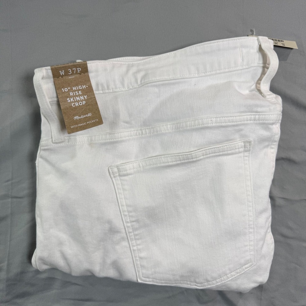 NWT Madewell 10 Inch High-Rise Skinny Crop Jeans Women's 37P White‎ Button Fly